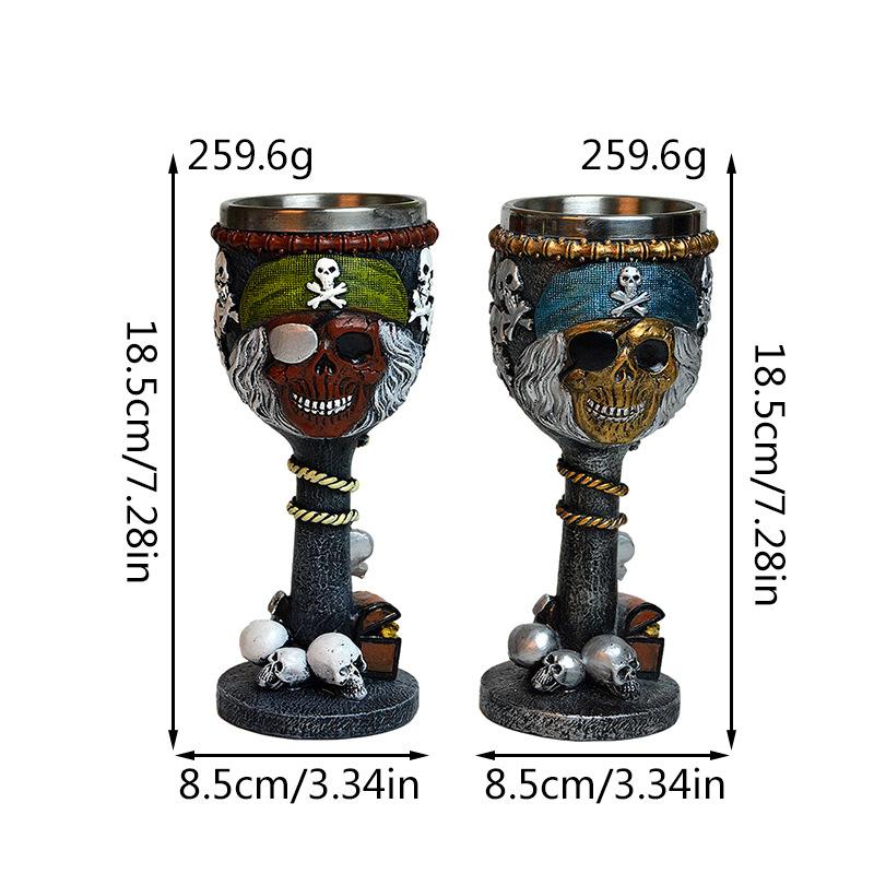 3D Stereoscopic Spooky Skull Resin Goblet Premium Stainless Steel Perfect for Pub Bar Drinkware Halloween Horror Themed Gift