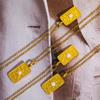 Stylish Gold Square Sun Moon Star World Pendant Necklace Accessory Eye Catching Clavicular Chain for Gathering Parties