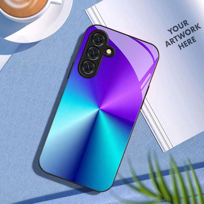 Gradient color abstract art pattern glass phone case suitable for Samsung Galaxy S26 S25 S24 S22 S21 S20 FE/Ultra/Plus anti drop