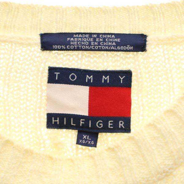 Tommy Hilfiger 90s Old Flag Tag Long Sleeve Cotton Sweater XL Ivory Knit Men's Used