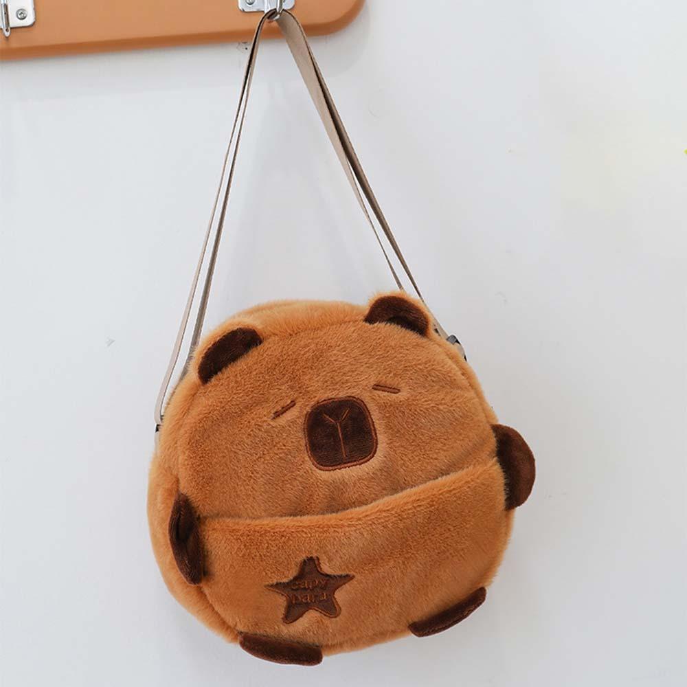 Embroidered Capybara Crossbody Bag Soft Cartoon Shoulder Bag Gift Plush Animal Pouch  Girls