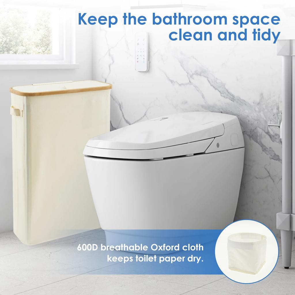 Foldable Toilet Paper Storage Basket With Lid Waterproof Oxford Cloth Toilet Paper Storage Organizer Toilet Tissue Storage Bin