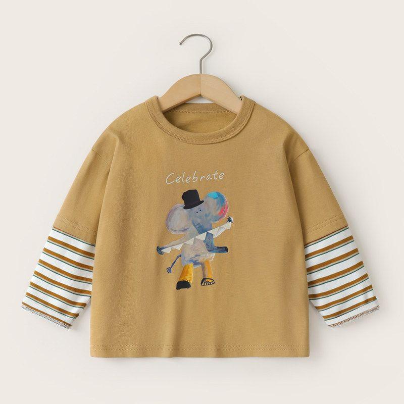 Long-Sleeved T-Shirt, Spring and Autumn Style, 2026 New Model, Children's Clothing, Spring Wear, Color-Blocking Children's Clothing, Base Layer Shirt