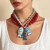 Starfish Shell Charm Fish Starfish Pendant Necklace Colorful Beads Boho Necklace  Jewelry Gifts