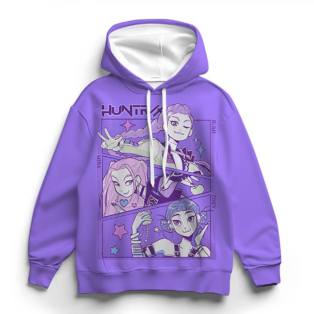 KPop Demon Hunter Huntrix Hoodie Girls Pullover Fashionable and Versatile