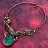 Faceted Zambian Emerald Gemstone Necklace Copper Wire Wrapped Adjustable Necklace