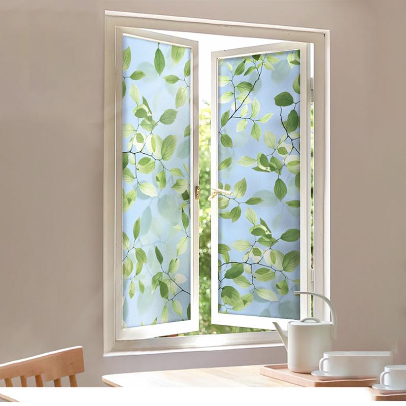 Bunt Buntpflanze Blume Fensterglasfolie Statische Aufkleber Abnehmbar PVC Dekorative Sichtschutzfolie für Zuhause Büro