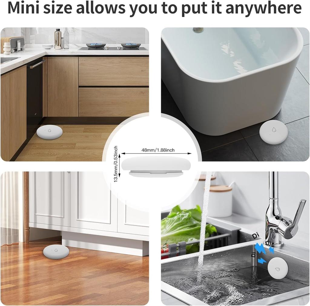 Tuya ZigBee Flood Sensor Water Leakage Detector Water Tank Full Alert Overflow Security Alarm System Smart App Remote Control
