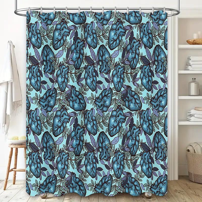 Floral Gothic Shower Curtain Dark Academia Backdrop Vintage Botanical Wall Hanging Decor Room Divider Panel