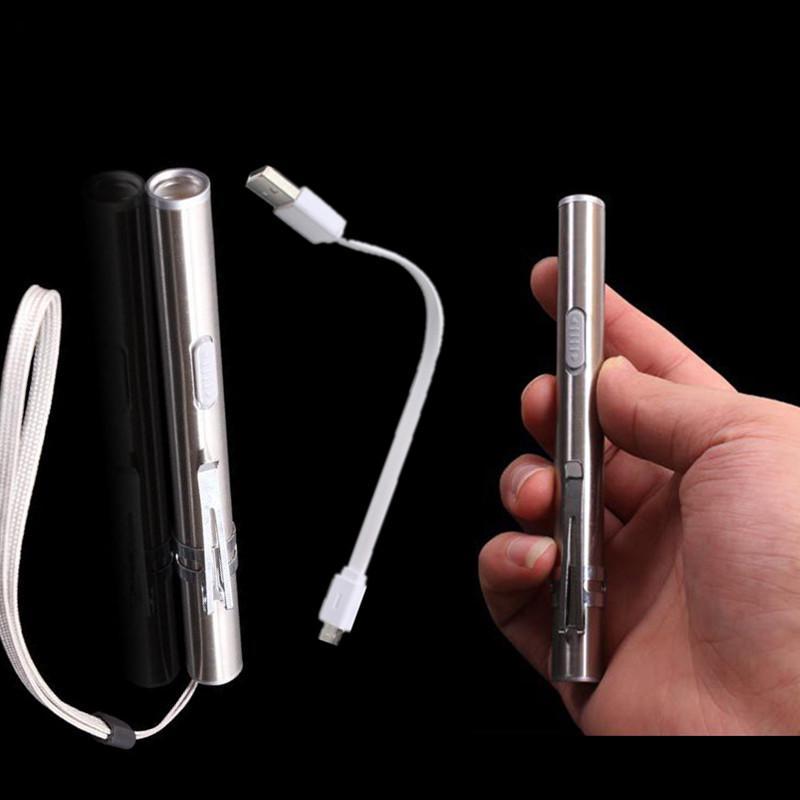 1PC Portable USB Rechargeable LED Flashlights Waterproof Mini Torch Keychain Lamp