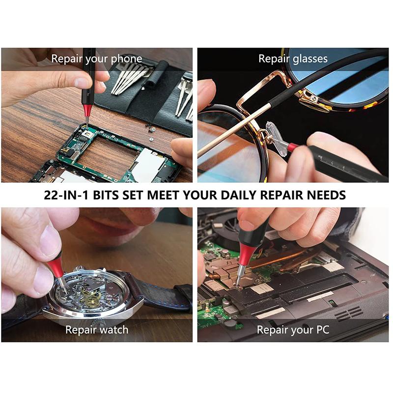22/10 In 1 Precision Screwdriver Built In Magnetic Screw Driver Bit Hand Repair Tool for Watches Glasses iPhone Camera PC Mini