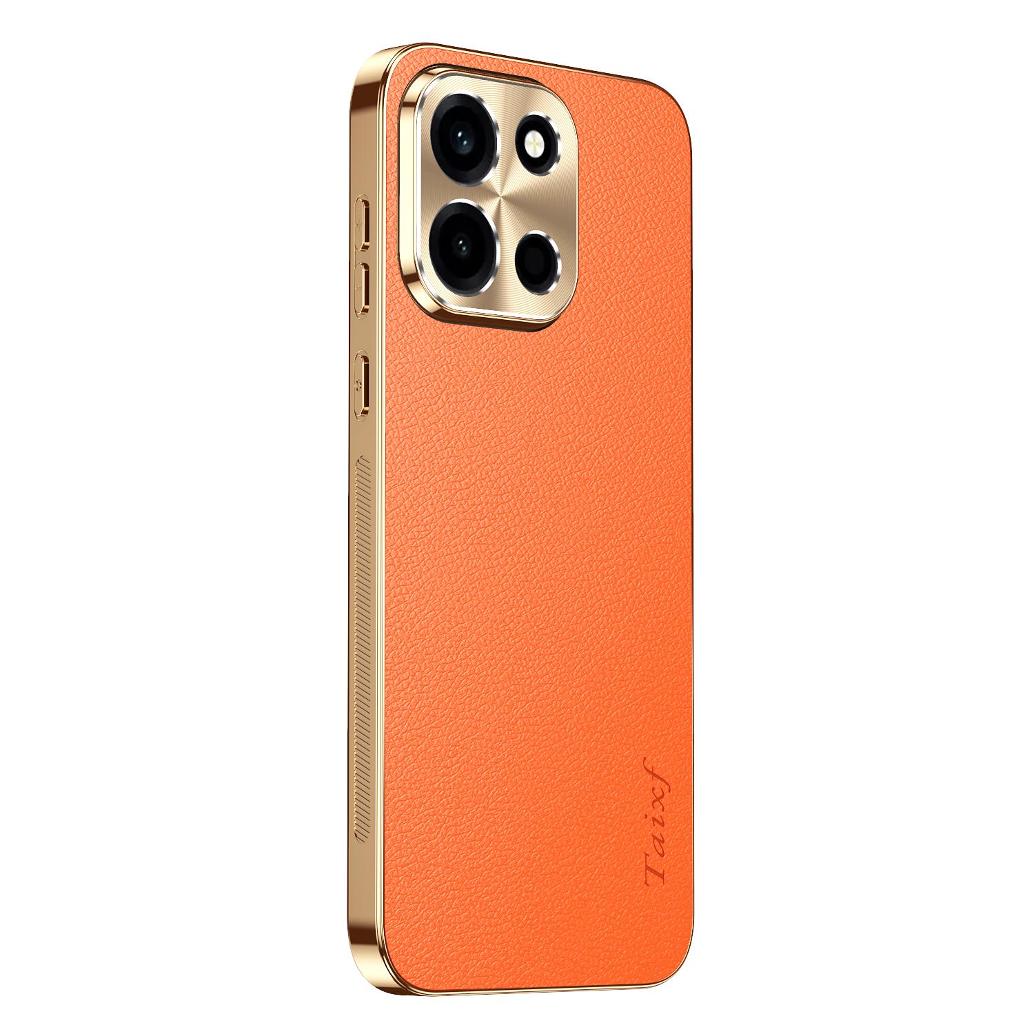 

Чехол из ПУ кожи с гальваническим покрытием, противоударный, для OnePlus Turbo 6 6V, сплав, защита линз, текстура личи, ТПУ рамка, чехол для 1+ Turbo 6 V OnePlus Turbo 6 оранжевый