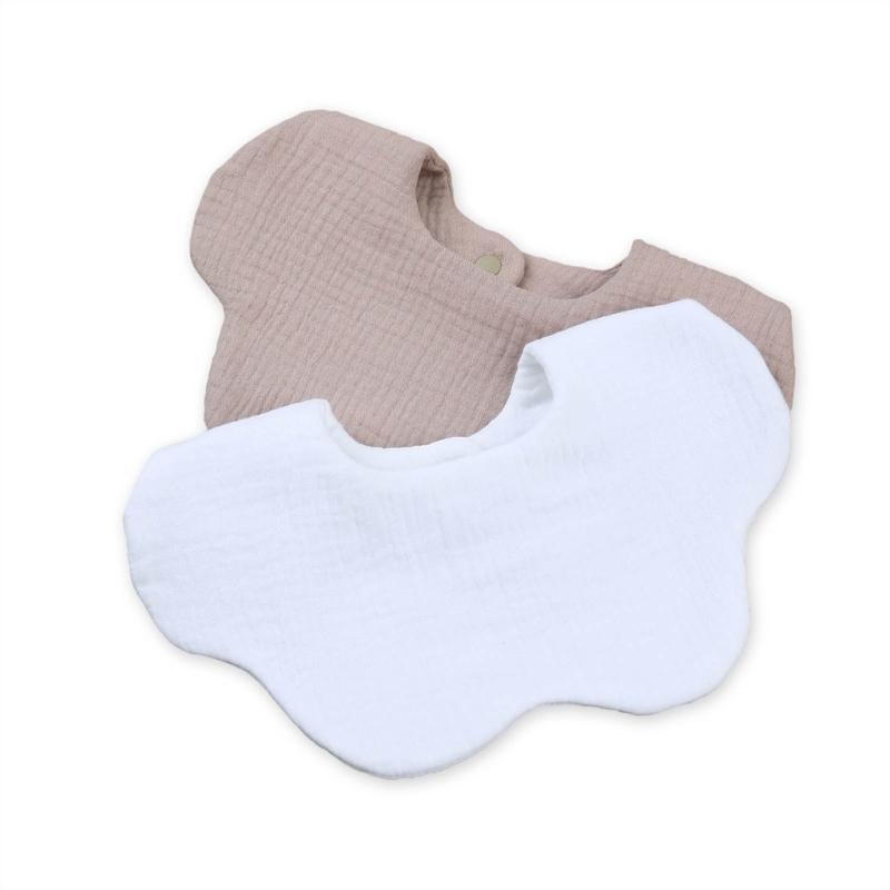 2PCS Baby Drooling Bib Burp Cloth for 0-24 Months Infants Cotton Saliva Towel Unisex Breathable Baby Bibs for Newborn