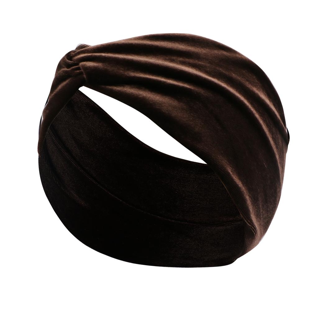 Solid Color Gold Velvet Headband, Hair Accessories Stylish Knotted Cross Elastic Wide Edge Headband Headband