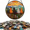Stained Glass Window Hanging Puzzle Ornament for Garden Kitchen Sunroom Home Decor with Intricate Design and Lightweight Construction