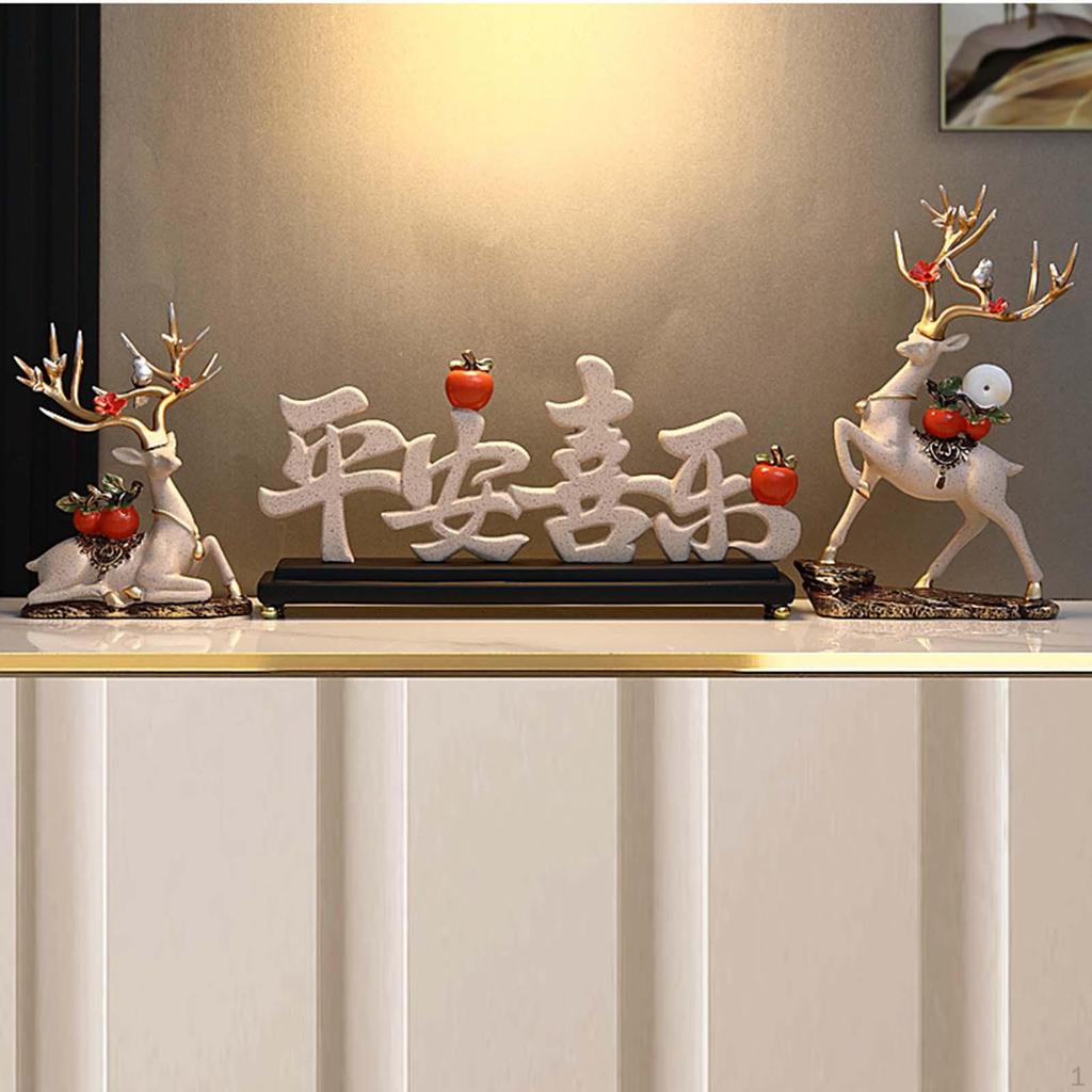 2Pcs Reindeer Statues Decorative Collectable Deer Figurine Lover Sculpture for Dining Room