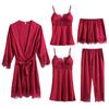 New Women's 5-piece Set Bridal Bridesmaid Wedding Dress Women's Pajamas White Kimono Pajamas Rayon Casual Pajamas Home Clothes