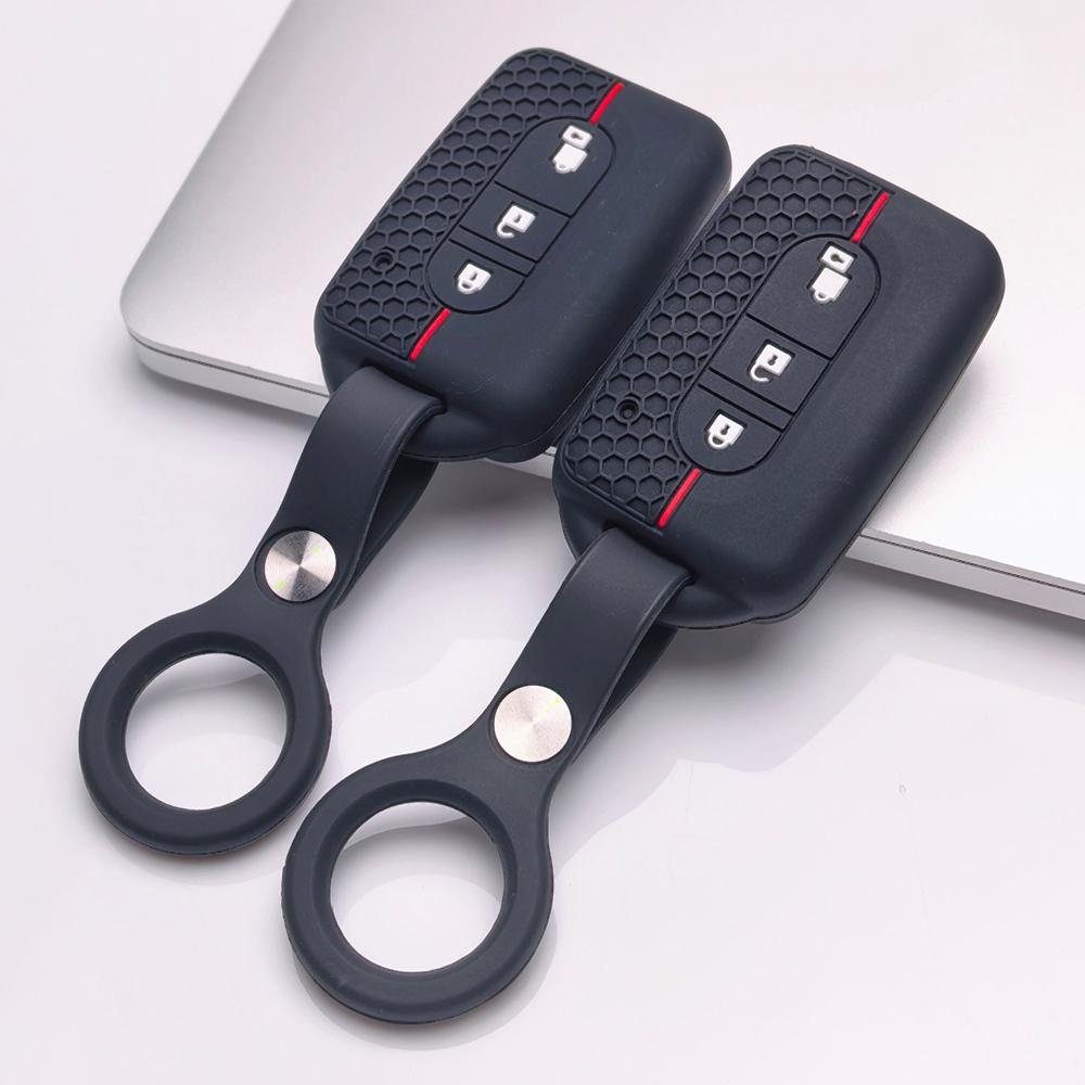 Silicone Key Cover with keychain for Nissan 3 Button Smart Key, Fits Nissan Qashqai X-Trail Juke Pathfinder Navara, Shockproof Key Fob Holder