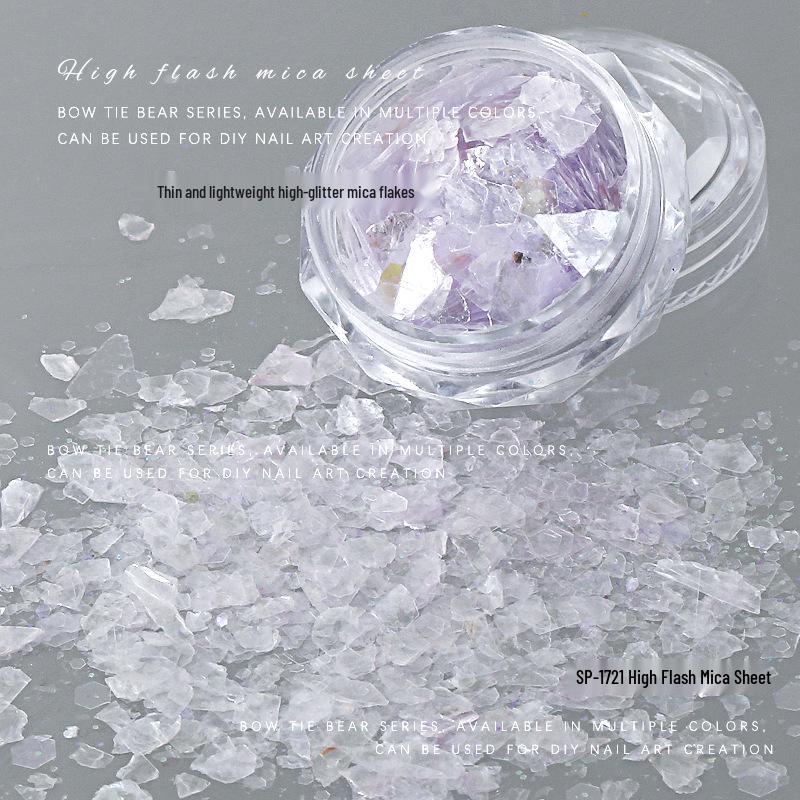 

Нерегулярные полупрозрачные хлопья слюды с высоким блеском для украшения нейл-арта