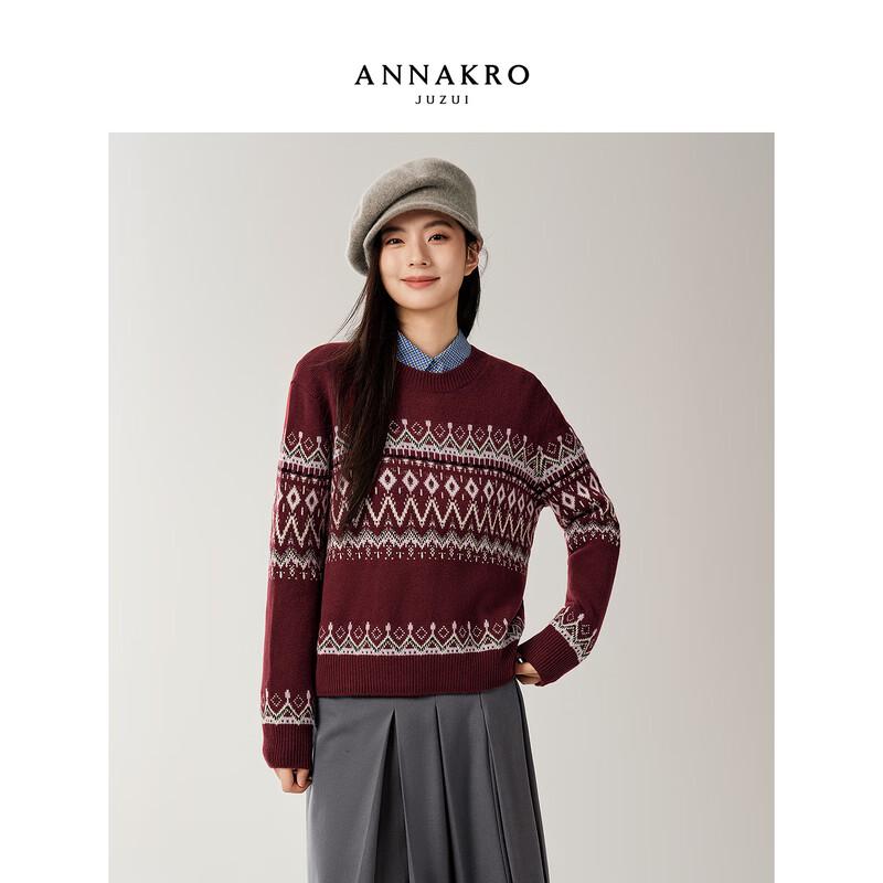JUZI Аннакол Женский шерстяной свитер жаккардовой вязки в стиле ретро Fair Isle, одобренный Сун И XL