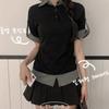 The Pink Check Layered Roll Up ShorT Sleeve T shirT
