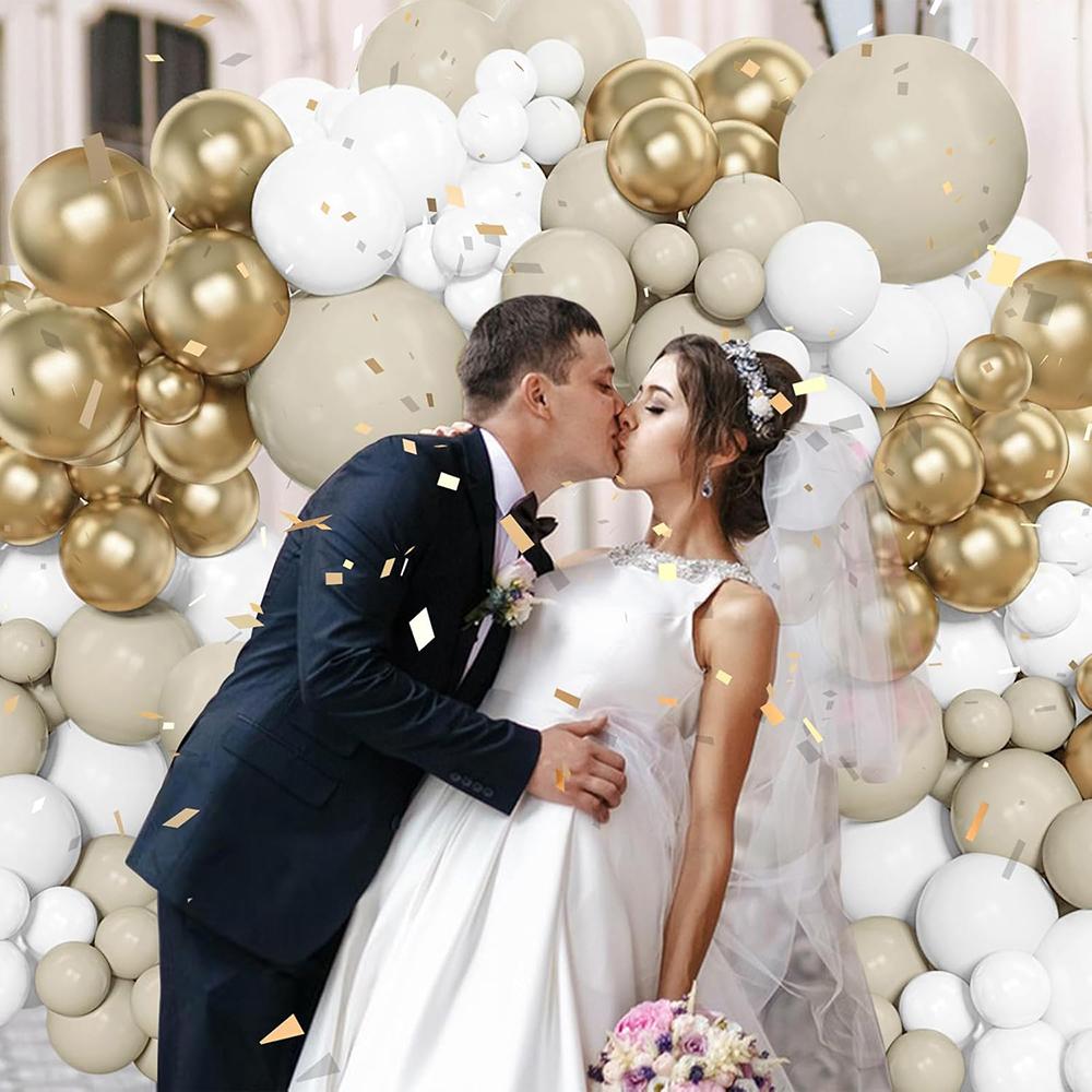 White Sand Balloons Garland White Gold Balloon Arch Kit Wedding Anniversary Kid Home Birthday Paery Graduation Decoration Globos