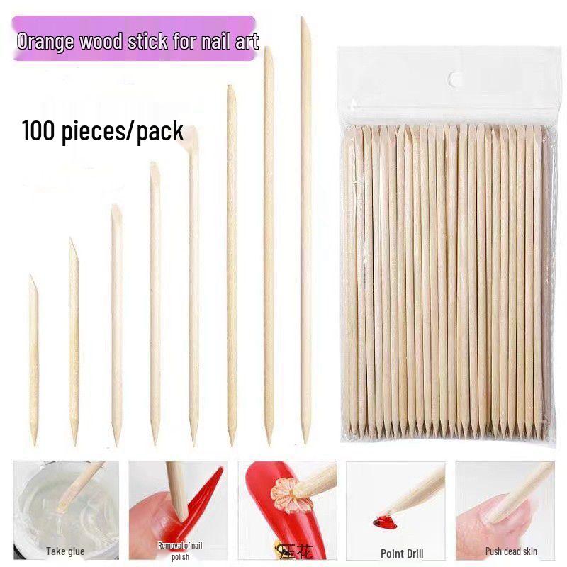 

Rhinestone Nail Art Cuticle Pusher Stick, 11.5cm Orange Wood, 75mm Pick 75mm (100 pieces in bag)