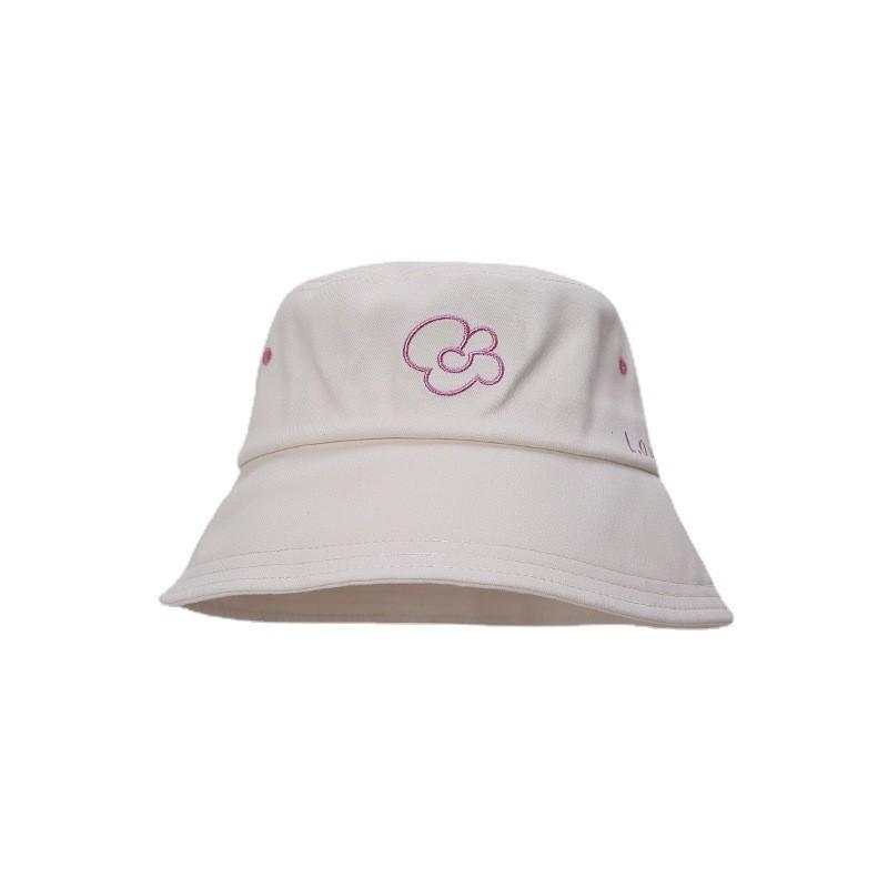 Sweet Embroidered Floral Cotton Bucket Hat For Women Breathable Short Brim Design