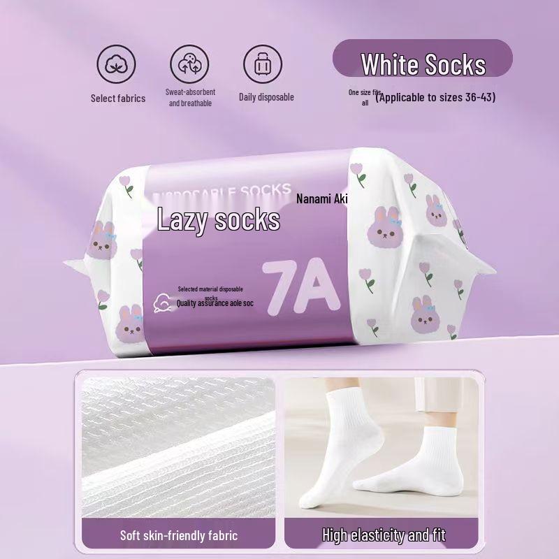 Unisex Disposable Mid-Calf Socks: Sweat-Absorbent, No-Wash, Perfect for Travel, Students, and Military Training.