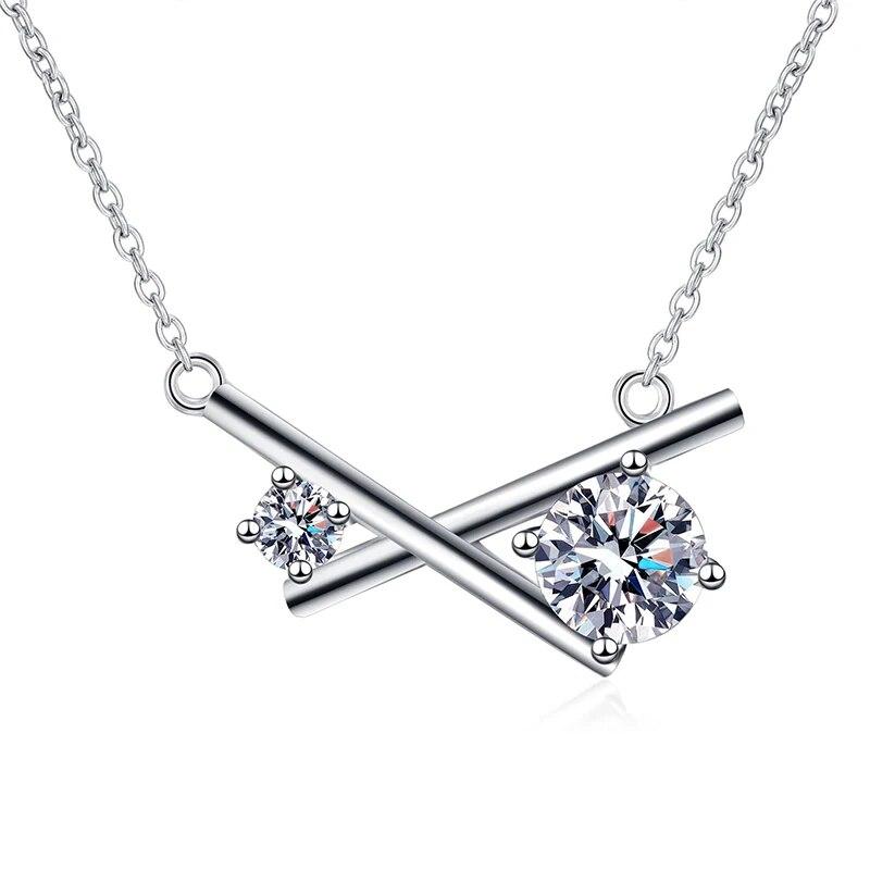 Real Moissanite X Cross Necklace for Women Colorless VVS Diamond Balance Cross Pendant Neckalce Sterling Silver Wedding Jewelry