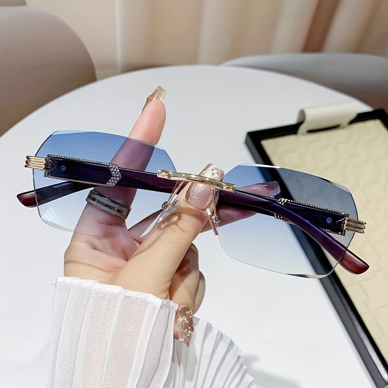 New Frameless Wood Grain Temple Edge Glasses for Men and Women Fashionable Eyewear