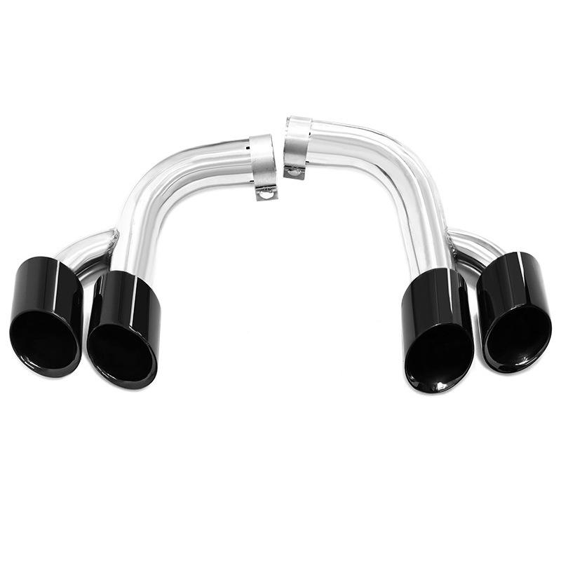 Compatible BMW X6 E71 (09-13) Quad Exhaust Upgrade: Black Stainless Steel Tail Pipes.