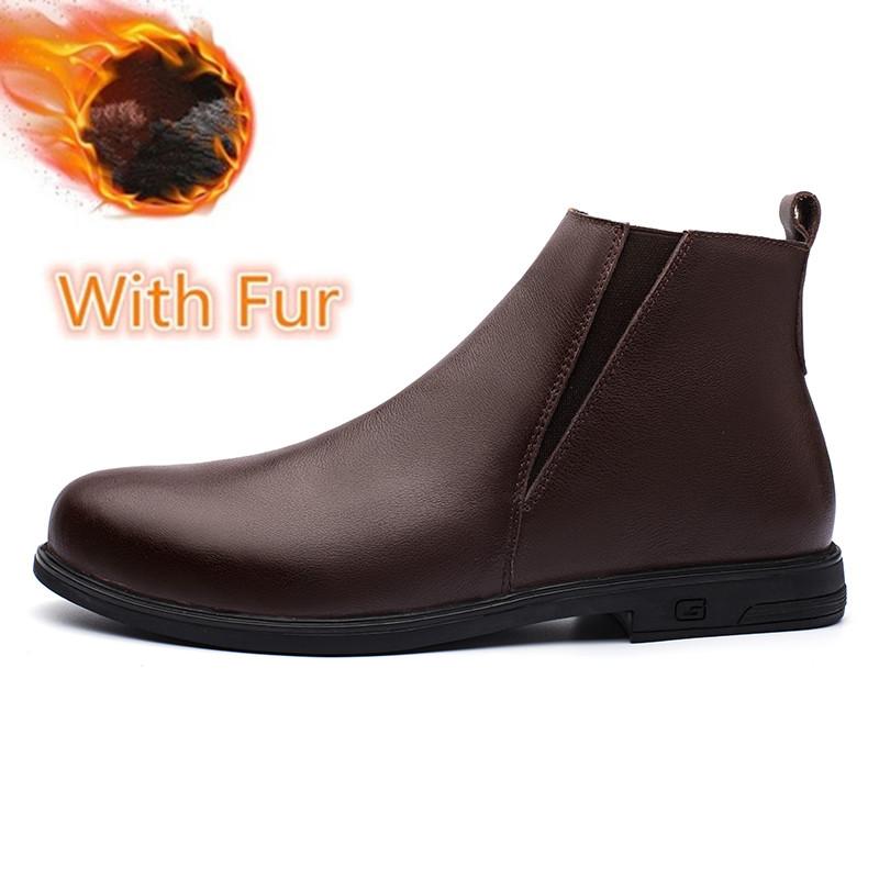 

Chelsea Winter Black Mens Boots Натуральная кожа Офисные ботинки Модная дизайнерская обувь Мужская теплая зимняя обувь без застежек из коровьей кожи 45