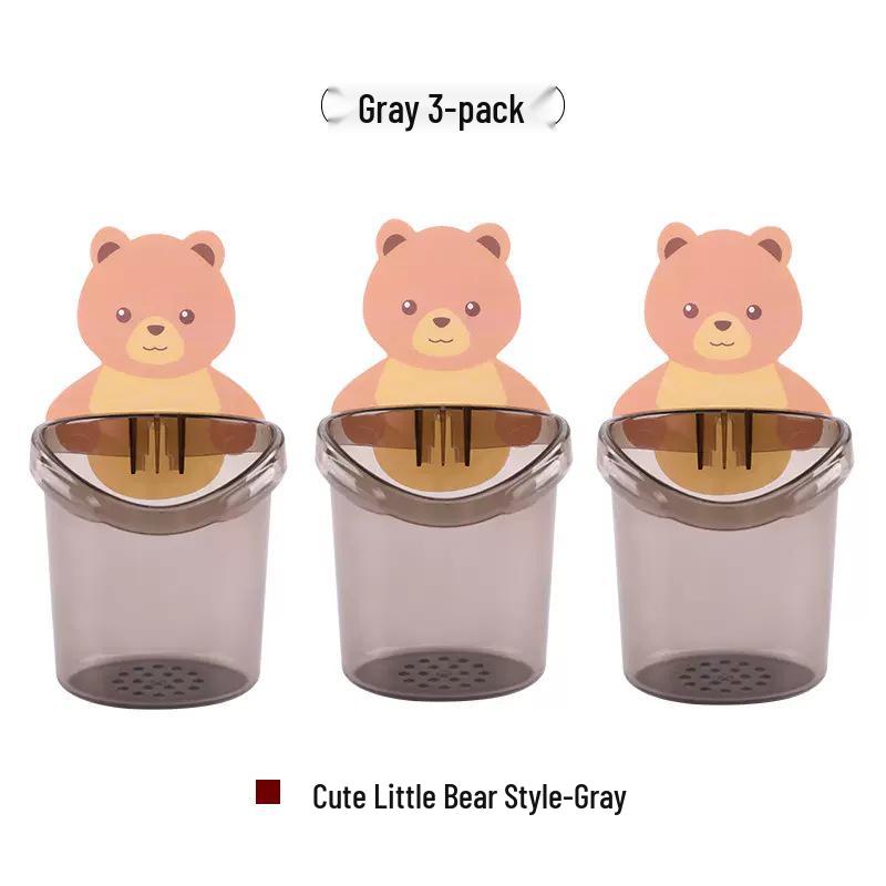 Little Bear Punch-Free Wall-Mounted Toothbrush & Mouthwash Cup Holder