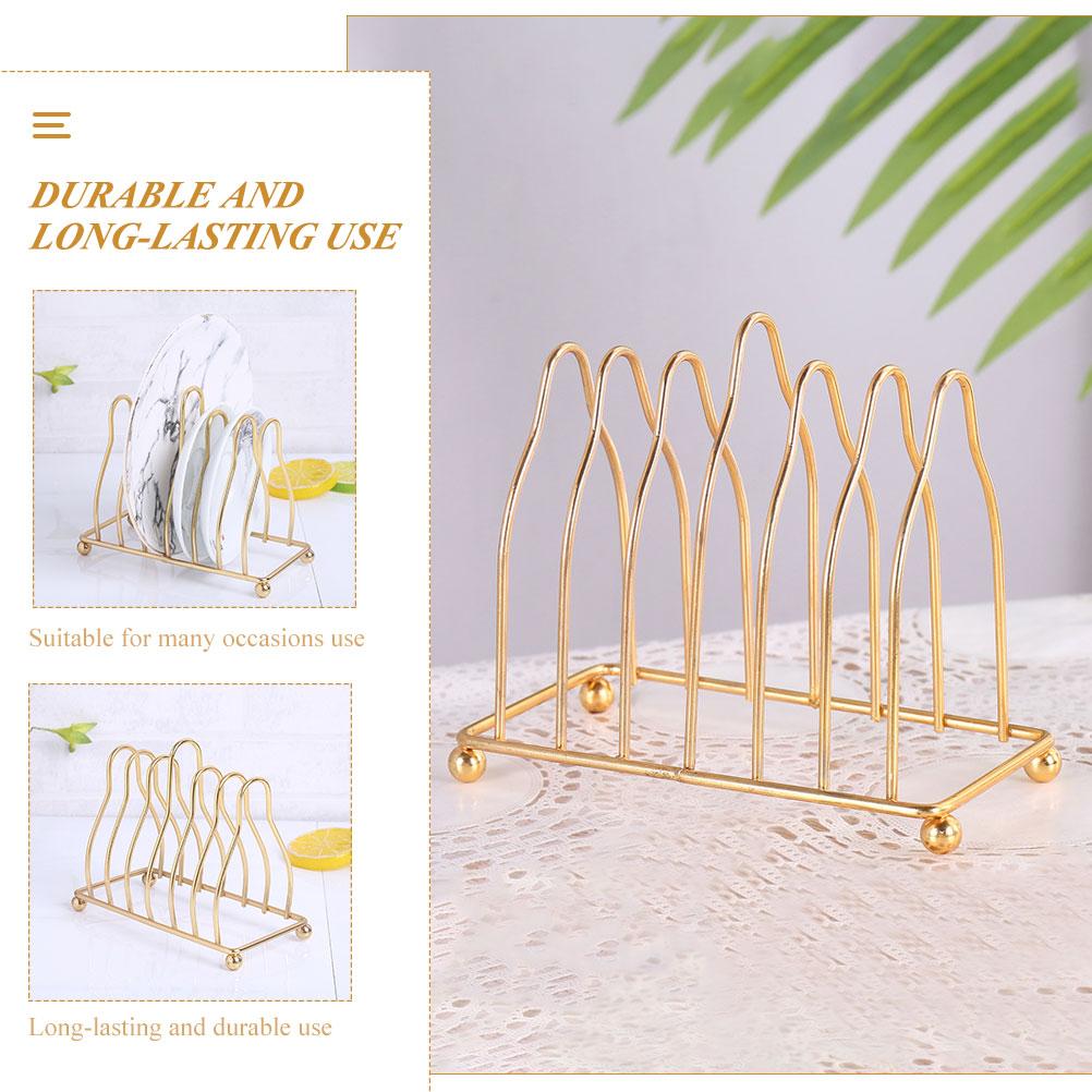 Golden Iron Plate Holder Kitchen Accessory Countertop Ganizer Home Storage Triangle Racks Premium Material Workmanship