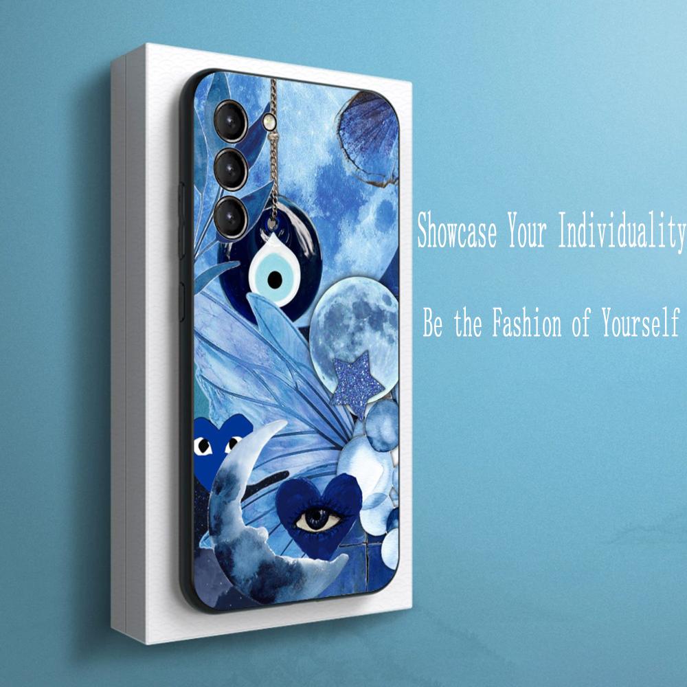 Fashion Cool Evil Eye Design Phone Case For Samsung Galaxy S25 S24 S23 S22 S21 S20 Plus Ultra Note20 Limited Soft Black