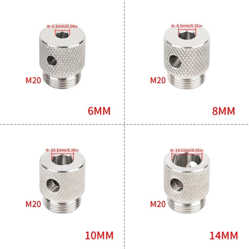4 Piece Step Drill Sleeve Kit for Aluminum Extrusions M20 Threaded 6mm 8mm 10mm 14mm Holes 7mm Quick Release Design