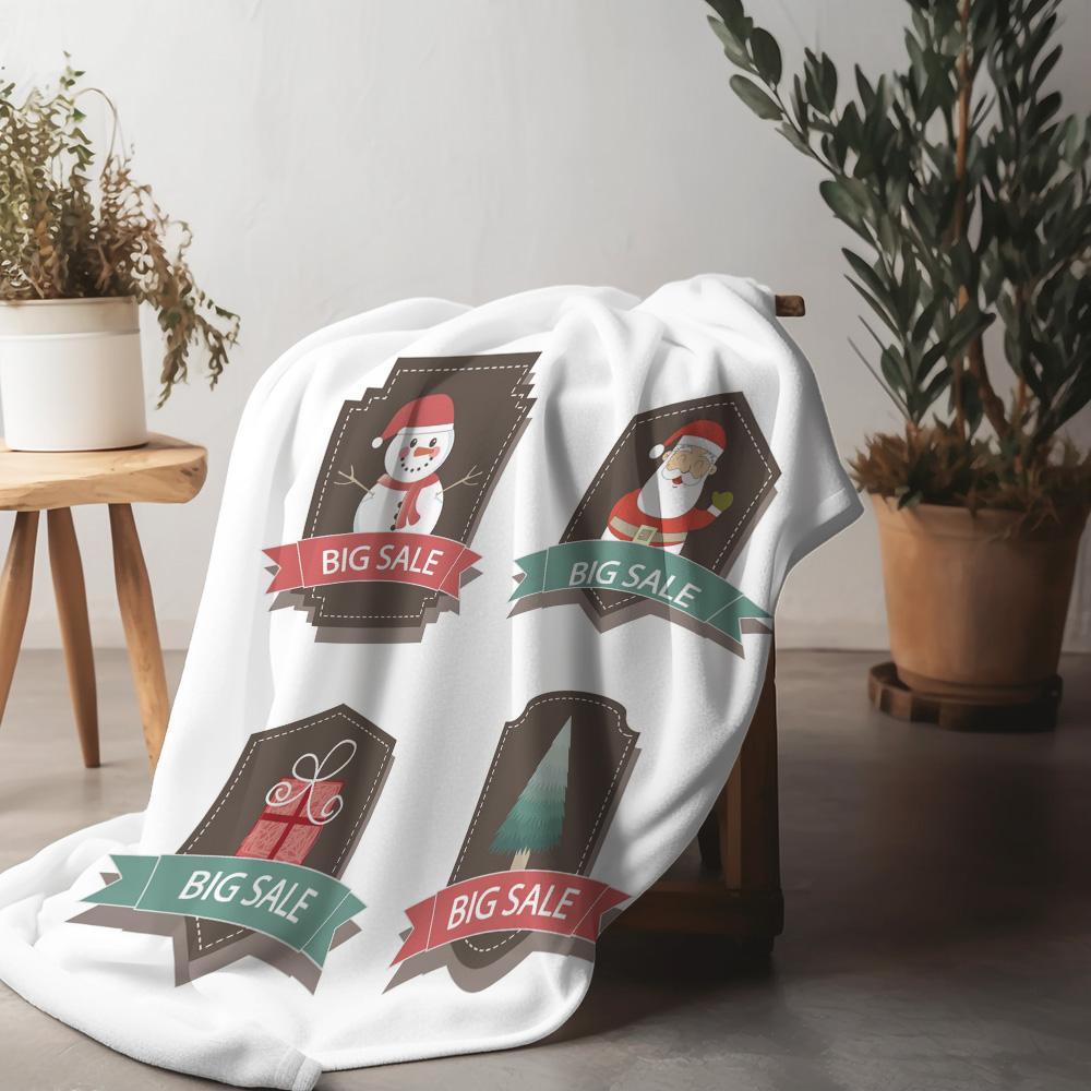 

Cozy Christmas Throw Blanket Festive Holiday Decor Soft Flannel Blanket Winter Warm Gift Santa Claus Design Reversible Blanket H 75x90cm