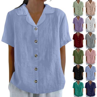Women's Fashionable Casual Short-sleeved Retro Button Cardigan Top