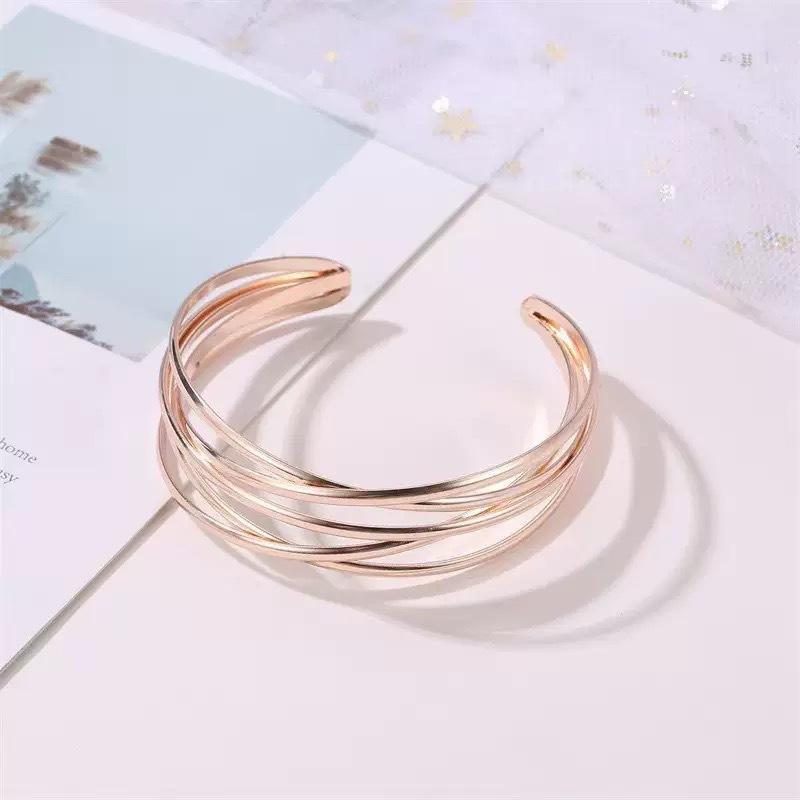 Exquisite Bracelet European and American Double Heart Metal Bracelet Set Women's High-grade Retro Geometric Six-piece Metal Bracelet