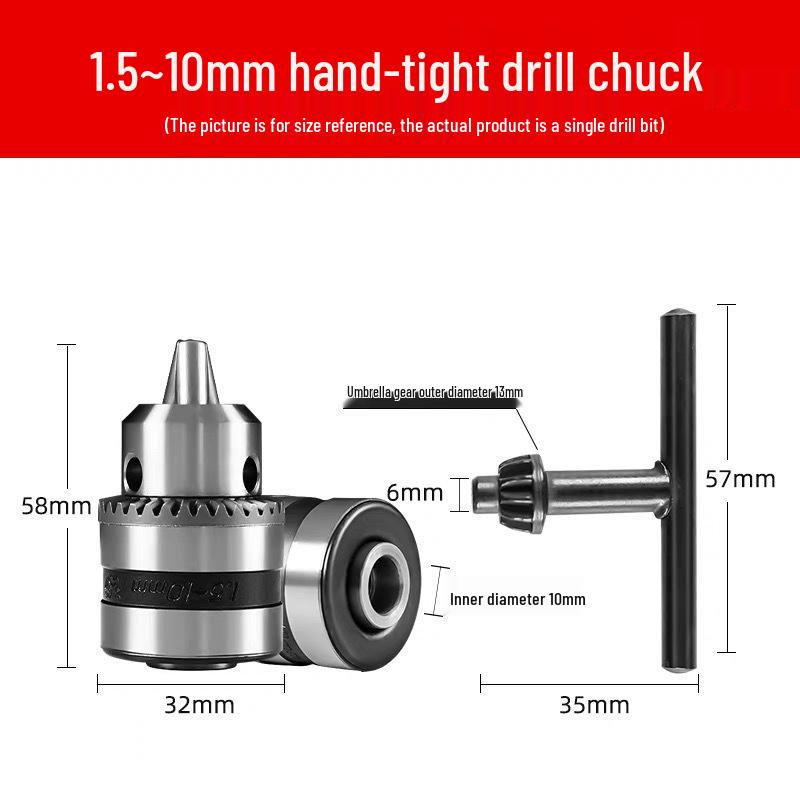 Self-Locking Ratchet Drill Chuck, 10/13mm, with Connecting Rod Accessories