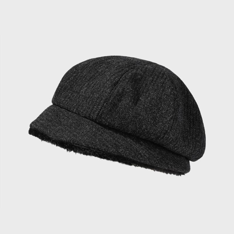 

Autumn Winter Thick Fisherman Hat Women s Octagonal Hat Solid Color Warm Hat чорний
