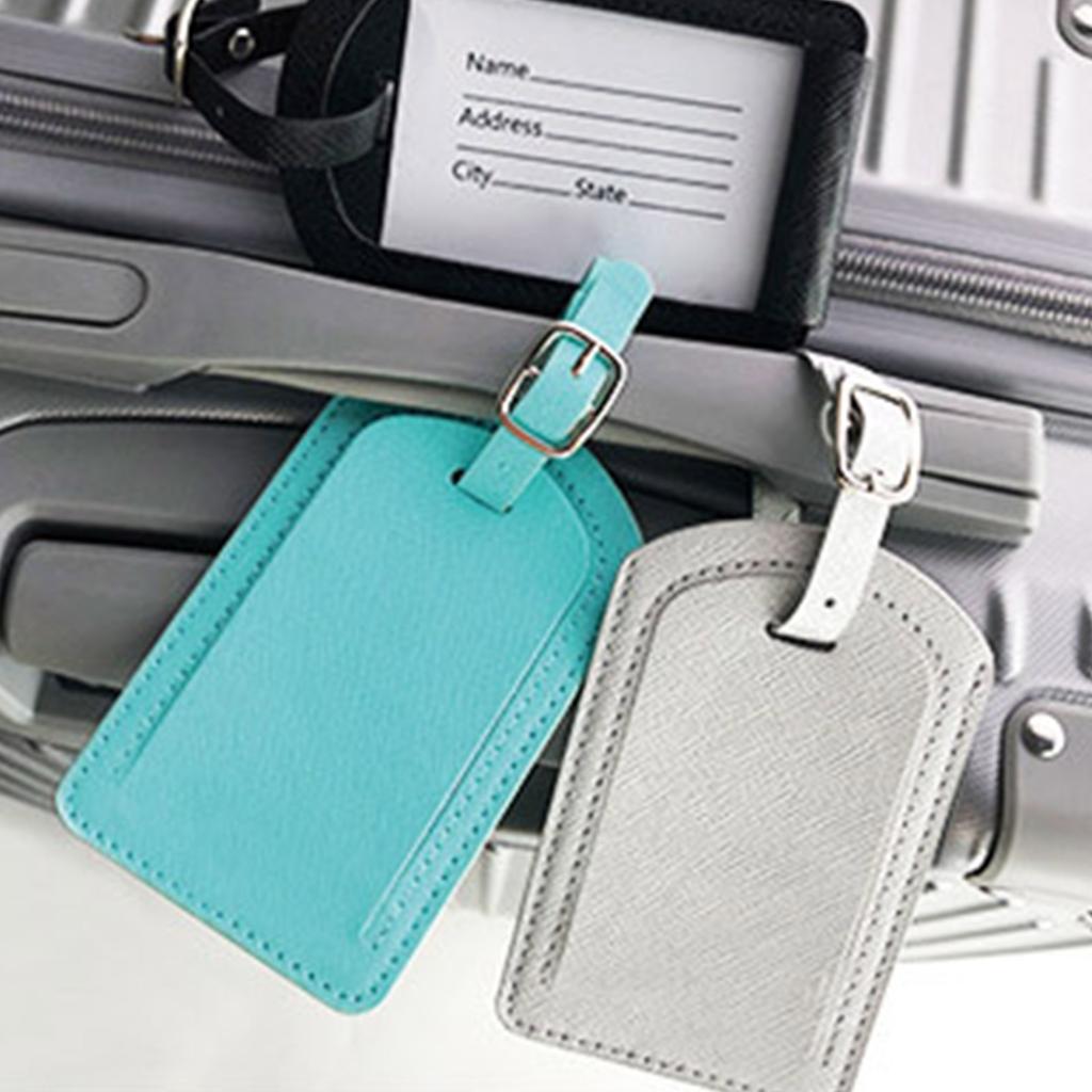Women Men PU Leather Luggage Tag Suitcase Identifier Label Boarding Bag Tag Name Address Holder Travel Accessories