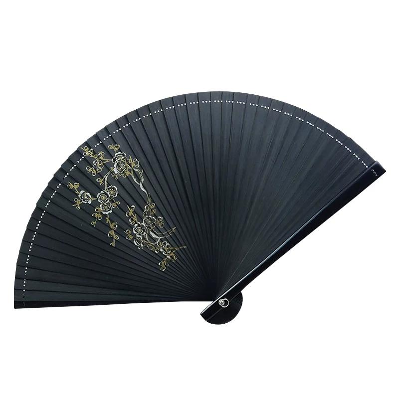 Full Bamboo Fan Folding Fan Chinese Style Female Antique Tassel Small Size Portable Portable Classical Hanfu Cheongsam Folding Fan