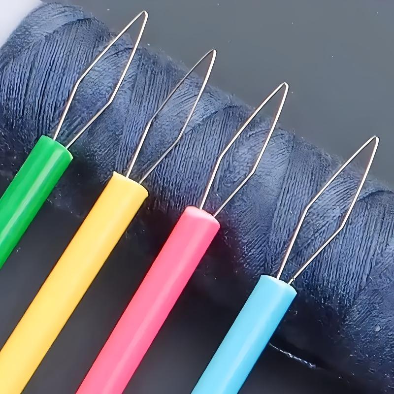 4pcs Set of Colorful Plastic Threaders - Cylindrical Threading Tools, DIY Sewing Accessories, Convenient Needle and Thread Threader, Suitable for Bead