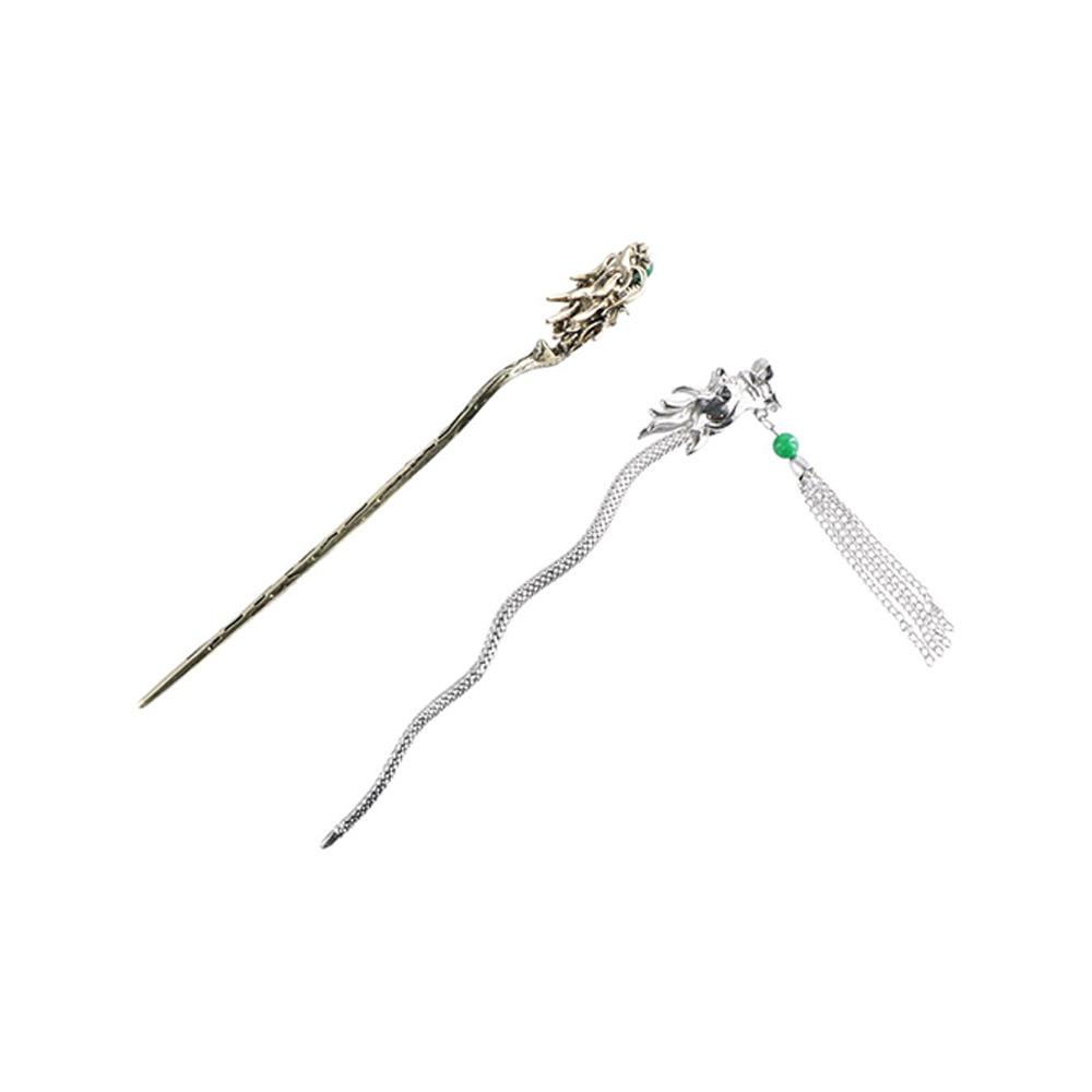Beaded Hanfu Tassel Hairpin Wave Shape Chinese Style Hair Clip Retro Dragon Hair Stick Daily
