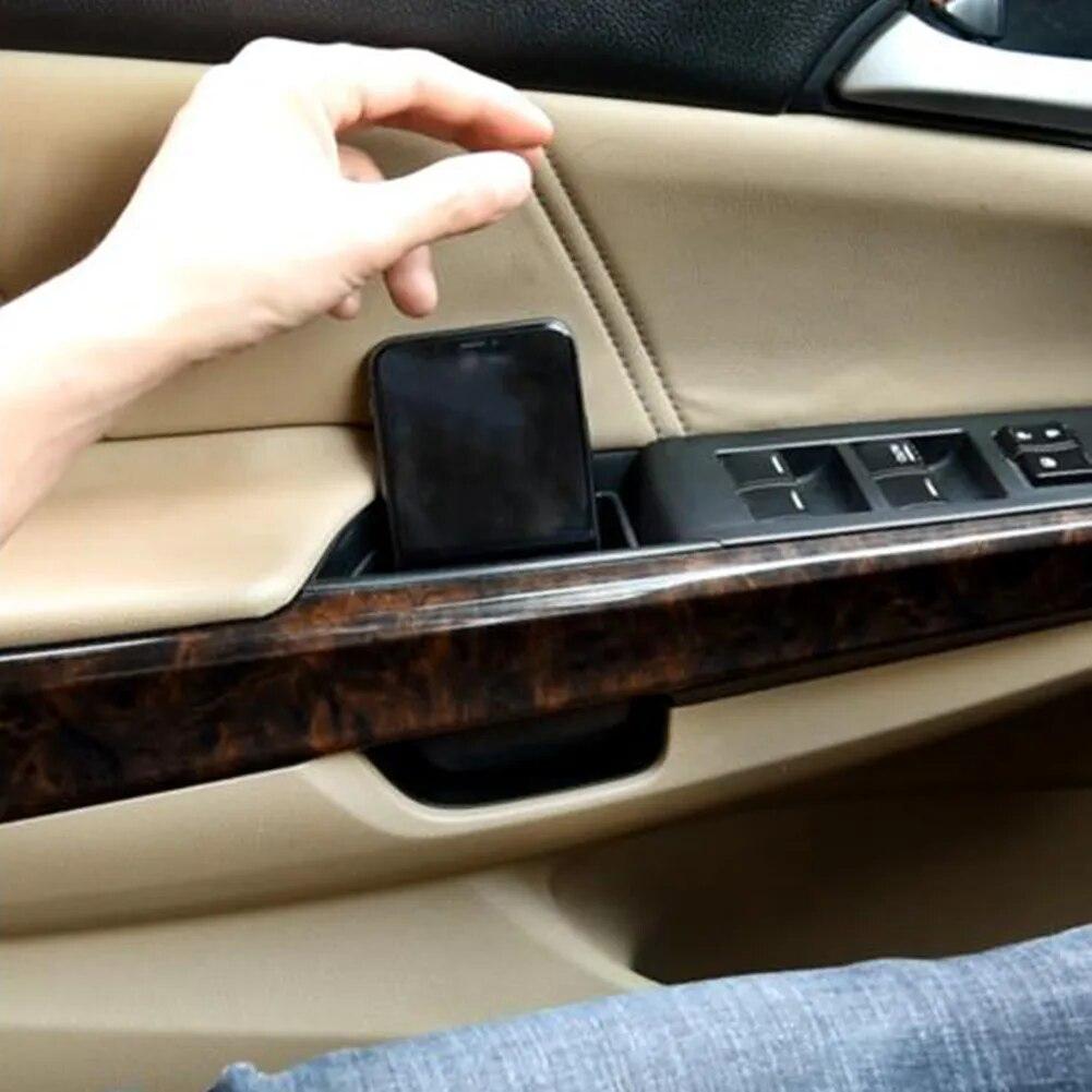 2pcs Door Storage Box Car Front Door Storage Box Cover Trim For Honda 8th -Accord 2008-2013 ABS Black Durable Car Organizer