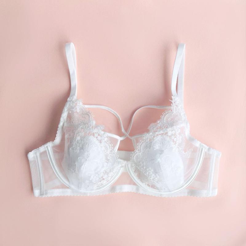 Rabbit Ear Cup Underwear Bra Bra Women's Embroidery Lace Gathering Big Breasts Small Women's Anti-Sagging