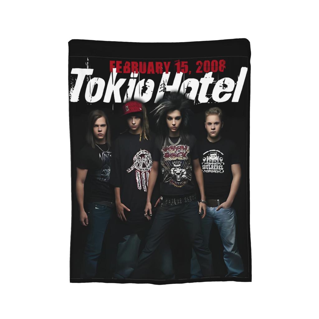 Coperta di Flanella Zimmer 483 Tokio Hotel Banda Rock Tour Moda Plaid per Letto Divano Divano 150*125cm Peluche Trapunta Sottile,