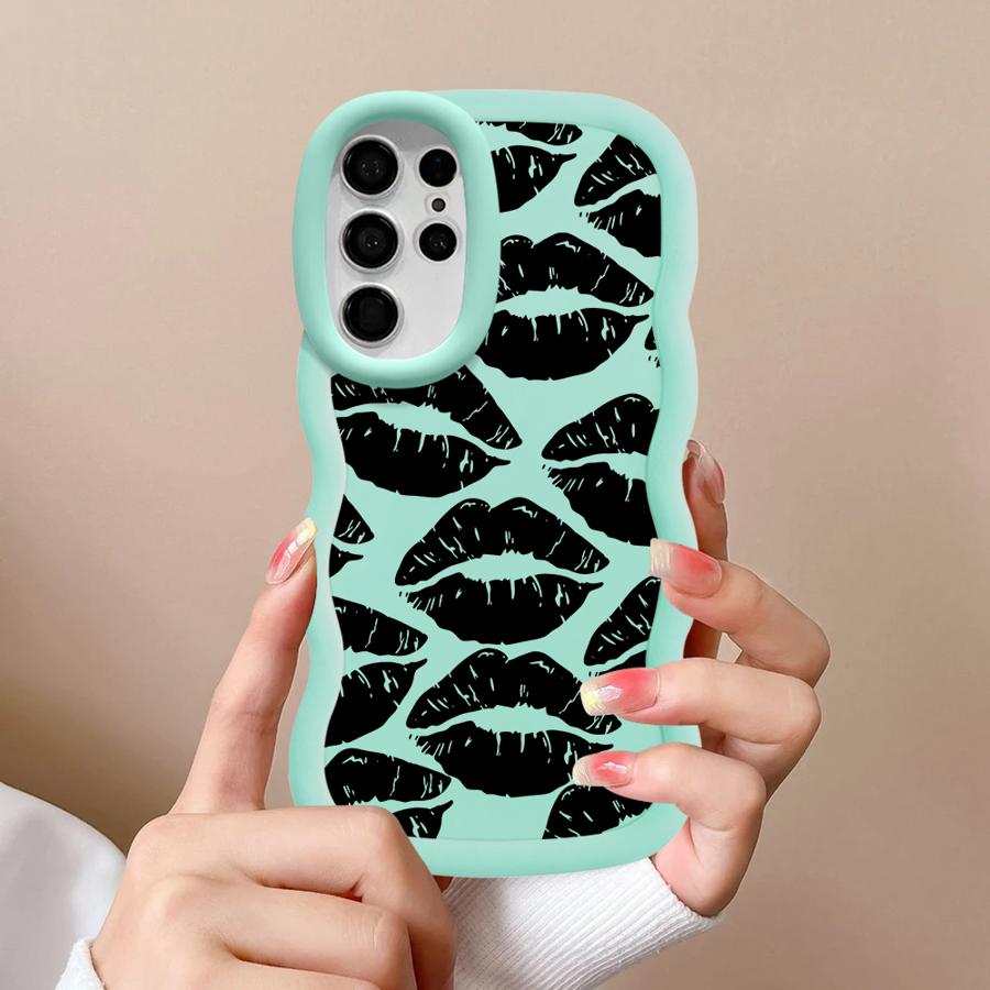 Case for Samsung Galaxy A25 S22 Ultra S21 S20 FE A26 S23 Plus S24 S25 Soft Phone Cover A34 A55 A24 A35 A36 A54 Lips Kiss Print